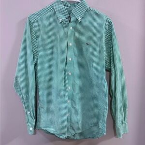 Men's Vineyard Vines Green Checkered Casual Button Down Shirt. Size Small